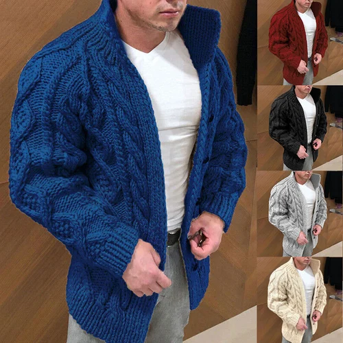 Boster™ - Cardigan en tricot décontracté à col montant pour hommes